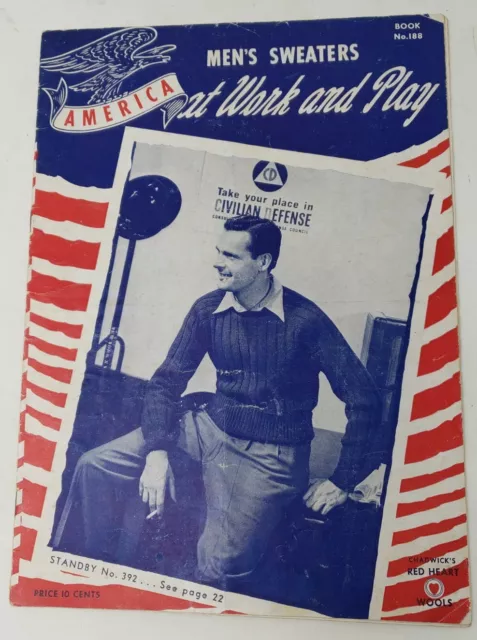 WWII Homefront Knit America at Work Book 188 Sweater 1942 Chadwick
