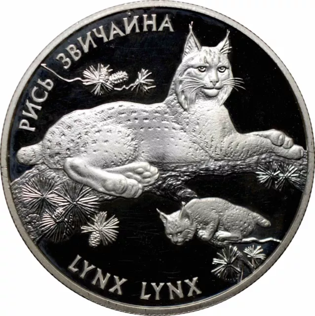 Ukraine 10 Hrywen 2001, PROOF, "Flora und Fauna - Eurasische Luchs" Silbermünze
