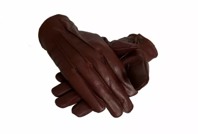 Leather Top Quality Sheepskin Men's Gloves (Burgundy)