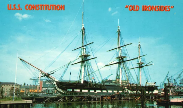 Vintage Postcard USS Constitution Old Ironsides Navy Yard Boston Massachusetts