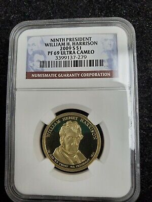 2009 S Presidential Dollar William H. Harrison NGC Graded PF 69 Ultra Cameo
