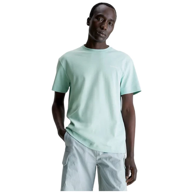 Calvin Klein t-shirt acquamarina art. K10K109894 maglietta cotone micro logo CK