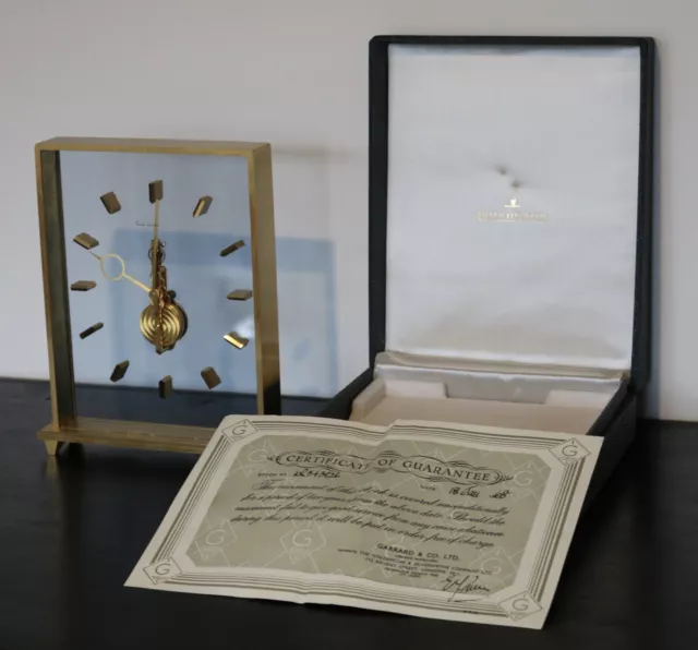 Jaeger Lecoultre Mid Century Skeleton Clock Box Papers Garrard &Co restored