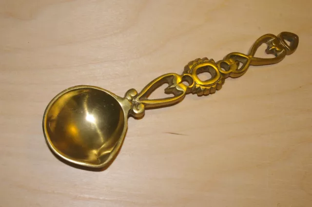 Solid Brass Love Spoon Welsh Vintage Heart and Sun Design