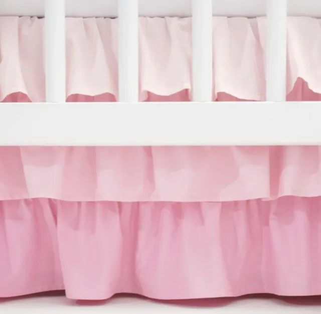 Falda para cuna Cloud Island rosa con triple volantes bebé algodón