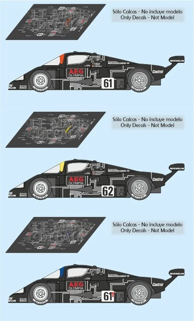 1/43Special Set Sauber　Mercedesc９ DECALS MERCEDES SAUBER C9 Le Mans 1988 1:32 1:43 1:24 1:18 calcas
