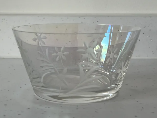 Debenhams Frosted Etched Iridescent Glass Bowl / Sweet Bowl Floral Dish