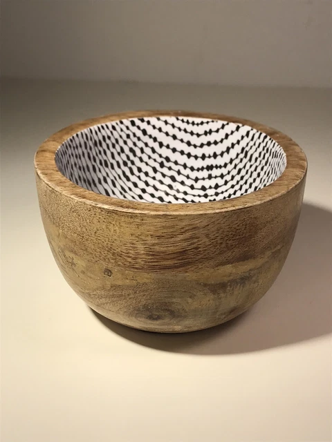 Artisan Market 4" Nut Bowl India Mango Wood Bowl Print Lacquered Interior