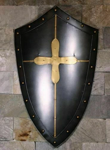Medieval Battle Armor Shield Hand Forged Gothic Layered Steel Cross Shield Item