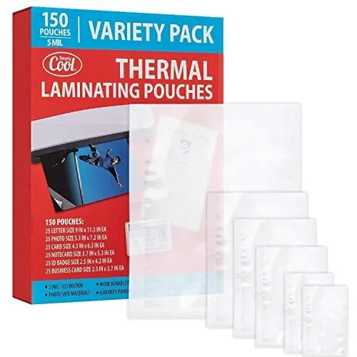 5MIL Thermal Laminating Pouches 150 Count | Letter Photo Card Notecard ID Bad...