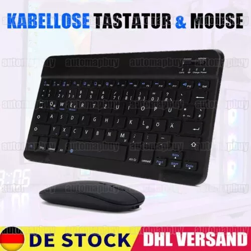 Mini Kabellose Bluetooth Tastatur mit Maus Universal für Alle Systeme PC Laptop