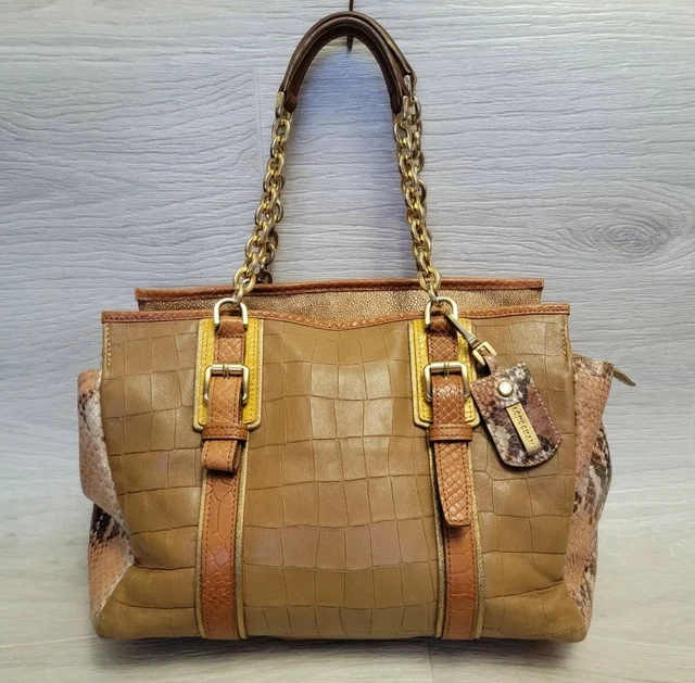 Rare Longchamp Bag More Is More Snake and Croc Embossed Calfskin Leather Chains 2