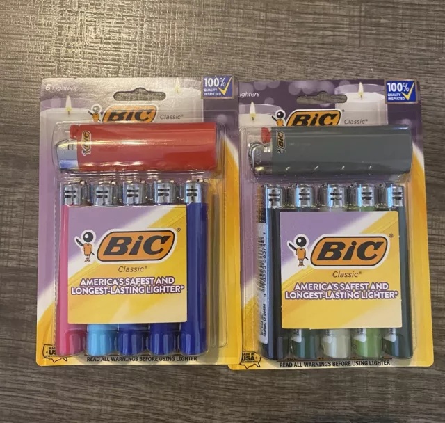 BIC Classic Lighter Assorted Colors - 6 Pack - Set Of 2