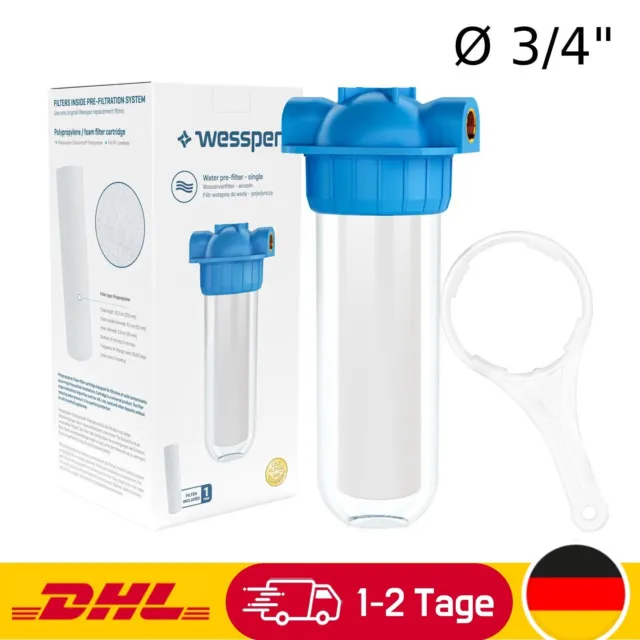 10" 1-Stufen Wasserfilter System Hauswasser Zisterne Brunnen Pumpe 3/4" Zoll