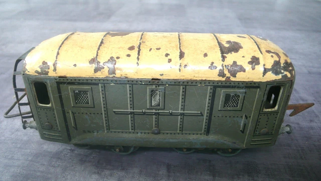 JEP O WAGON FOURGON À BOGGIES SNCF  ÉLECTRIFIÉ TÔLE Lg 37 cm 1951
