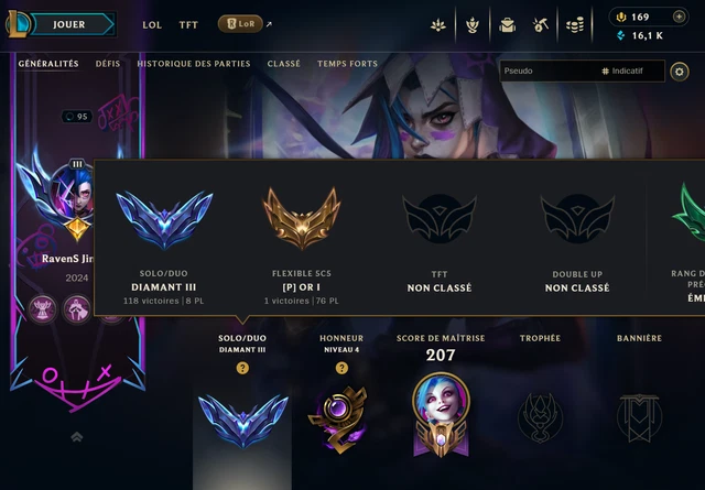 Compte League Of Legends Diamant 3 - Skin Jinx Fractured Arcane Inclus - Compte Neuf Non Utilisé