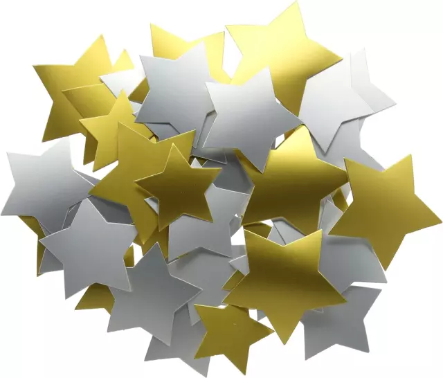 Creation Station Large Stars Card in Three Sizes, Pack of 50,Gold and Silver 3