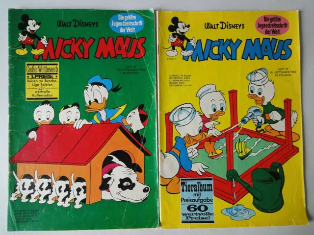 2 Walt Disneys Micky Maus Hefte von 1965 Nr. 38 und 39  guter Zustand !