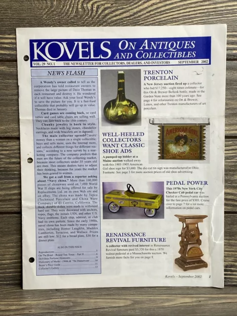 Kovels On Antiques And Collectibles Newsletter Vol 29 No 1 September 2002