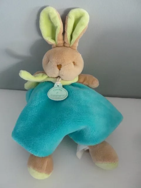 E7. DOUDOU ET COMPAGNIE LAPIN les animaux graffitis Bleu vert - Sans ours - TTBE