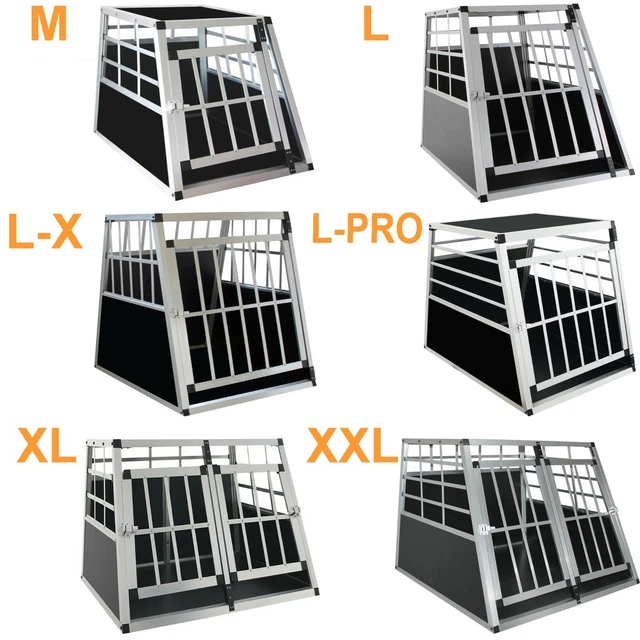 DOGHEAD Hundetransportbox 65x80x63cm - Alu Reisebox Ecoline Schwarz/Silber