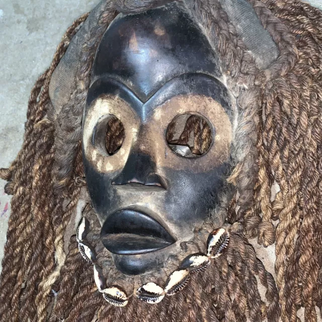Dan Mask with Cowries and Rope Beard African mask great size OFFERS #31
