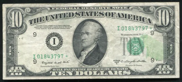 1950-C $10 Ten Dollars *Star* Frn Federal Reserve Note