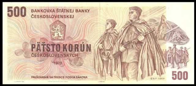 🇨🇿 Czechoslovakia  500 Korun 1973 U 74 Pick # 93 Vf+Banknote