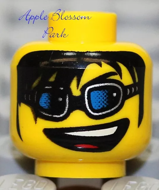 NEW Lego City Police Agents MINIFIG HEAD Boy w/Sunglasses Smile & Black Hair