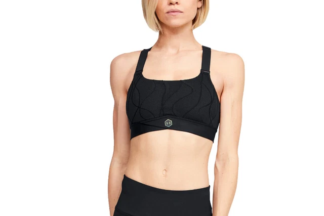 Under Armour Rush Vent Mid Bra 1352174-001, Donna, reggiseni sportivi, nero