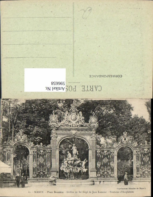596658,Nancy Place Stanislas Grilles en fer forge de Jean Lamour Fontaine d Amph