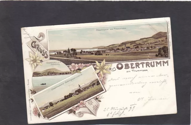 Litho-AK, Gruss aus Obertrumm am Trummsee bei Salzburg, 1899