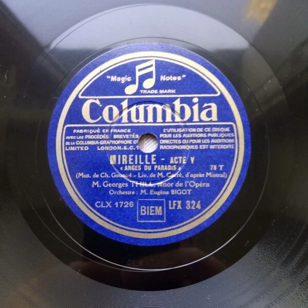 Georges Thill Mireille & Sigurd 78 TOURS RPM Columbia LFX 324