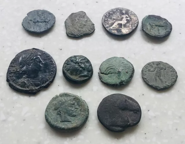 Ancient Roman ,Greek, Carthage coins x 10 unresearched