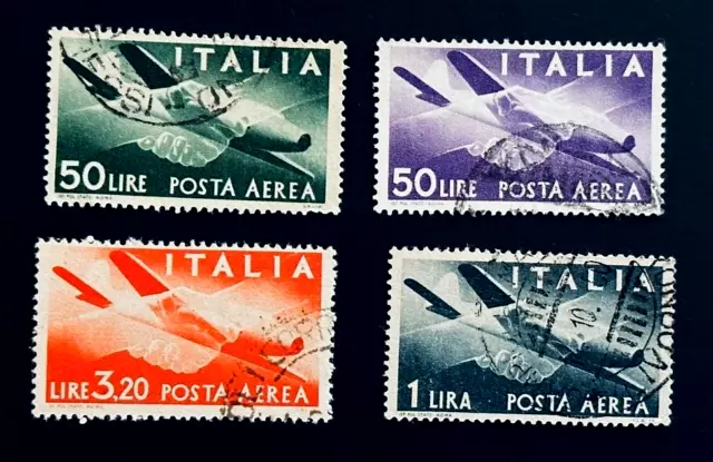 ITALY Stamp Collection - 1945 Airplane Handshake Democracy Air Mail Post Used