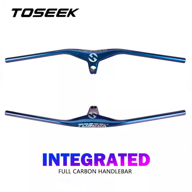 TOSEEK Voll Carbon Faser Integriert Lenker MTB Mountainbike Flat BAR 28.6mm