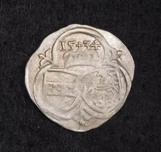 1534, Austria, Fernando I. Uniface moneda de plata 2 peniques (dos). Viena como nueva!