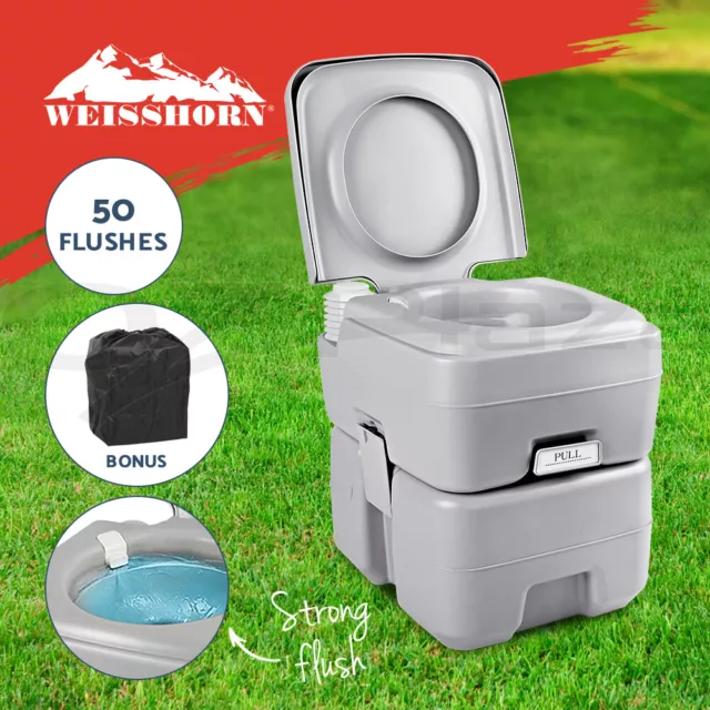 Weisshorn 20L Portable Camping Toilet Outdoor Potty Caravan Travel Boating + Bag