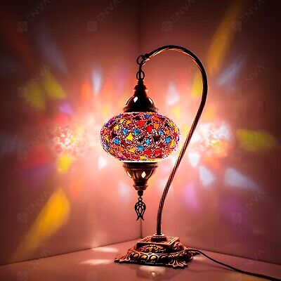 Lampada Turca Marocchina Mosaico Comodino Tiffany Cigno Luce Large Globe UK EU