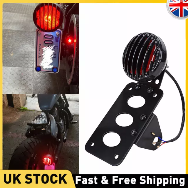 Motorcycle Side Mount Tail Light Number License Plate Holder Black for Harley UK