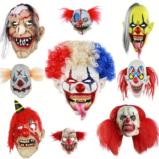 Halloween Horror Clown Mask Scary Ghost Latex Masquerade Party Cosplay Costumes