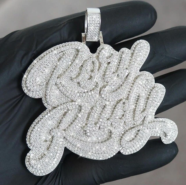 6Ct Round Cut Moissanite Men's Custom Stylish Name Pendant 925 Sterling Silver