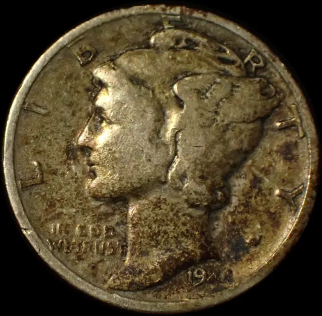 US Mercury One Dime 1944 San Francisco Silver Coin WCA 5231