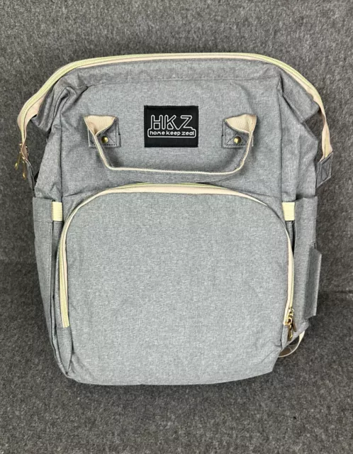 HKZ Diaper Bag Backpack 5 in 1 Baby Diaper Bags Travel Foldable Grey
