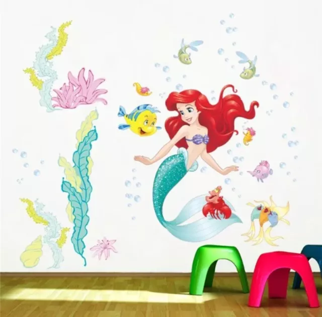 Disney Little Mermaid Ariel 3D Vinyl Wall Stickers Decal Kids Bedroom Decor