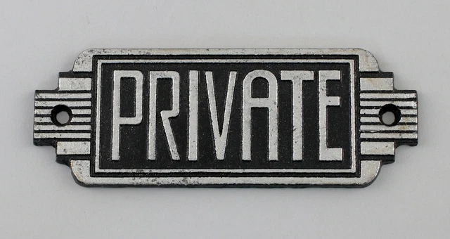 9977636-d Metallguss Türschild Toilette Private Art deco rustikal 14,5x6cm
