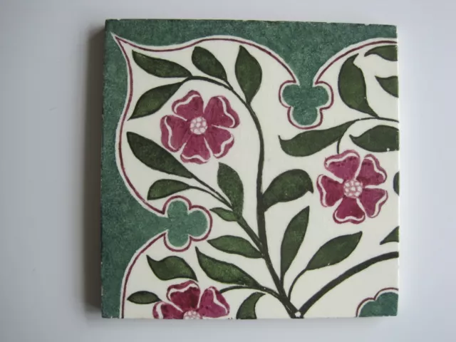 Antique Victorian Minton Hollins Print & Tint Wall Tile Lh Corner C1875-1910