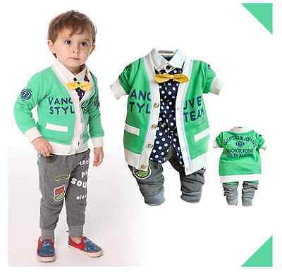 Toddler Boy 3 PC Outfit Set Casual Party Suit Size 1-5 Years Jacket+Top+trousers