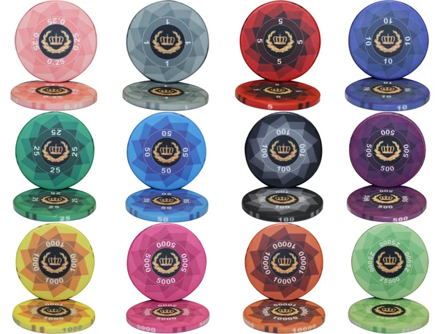 MRC 600pcs 10G LAUREL CROWN CERAMIC POKER CHIPS BULK - Choose Denominations