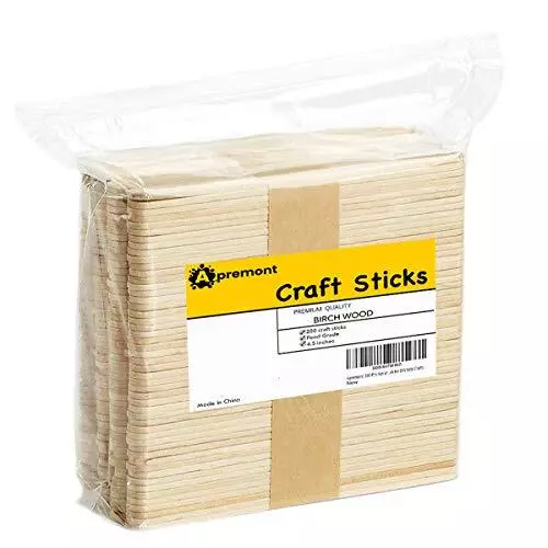 250 Count Mini Popsicle Sticks, Natural Wood Craft Bulk Ice Cream